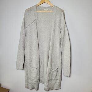 Silence & Noise light grey knit openhang cardigan sweater w/ big pocket Oversize